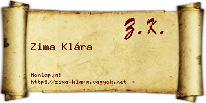 Zima Klára névjegykártya